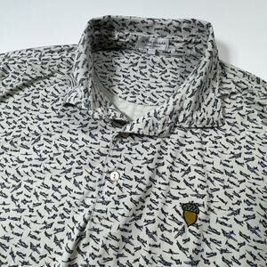 Peter Millar Summer Comfort Polo Shirt XXL Spanish Oaks Golf Club Airplane Print